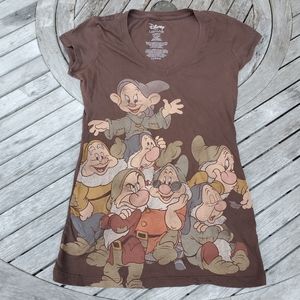 Disney 7 Dwarves shirt brown size Large L/G Junior 11/13 100% cotton